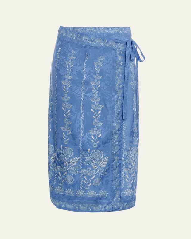 Luna Midi Floritura Wrap Skirt